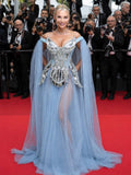 Anahita mirror-effect blue tulle gown - 1