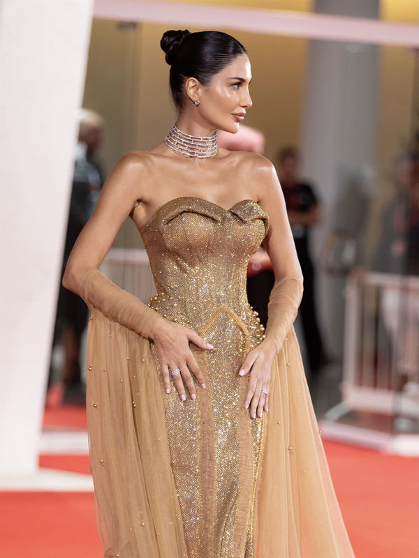 Gold pearl mermaid gown