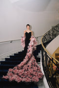 Black mermaid with floral pink cape - 6