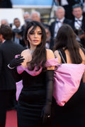 Black satin pink-bow gown - 2