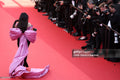 Black satin pink-bow gown - 6