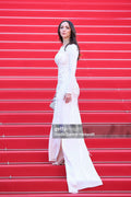 White cord-embroidered crystal gown - 1