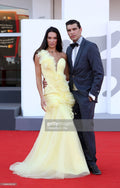 Butter-yellow tulle floral gown - 3