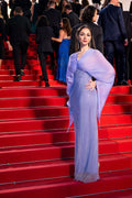 Lavender crystal chiffon cape gown - 3