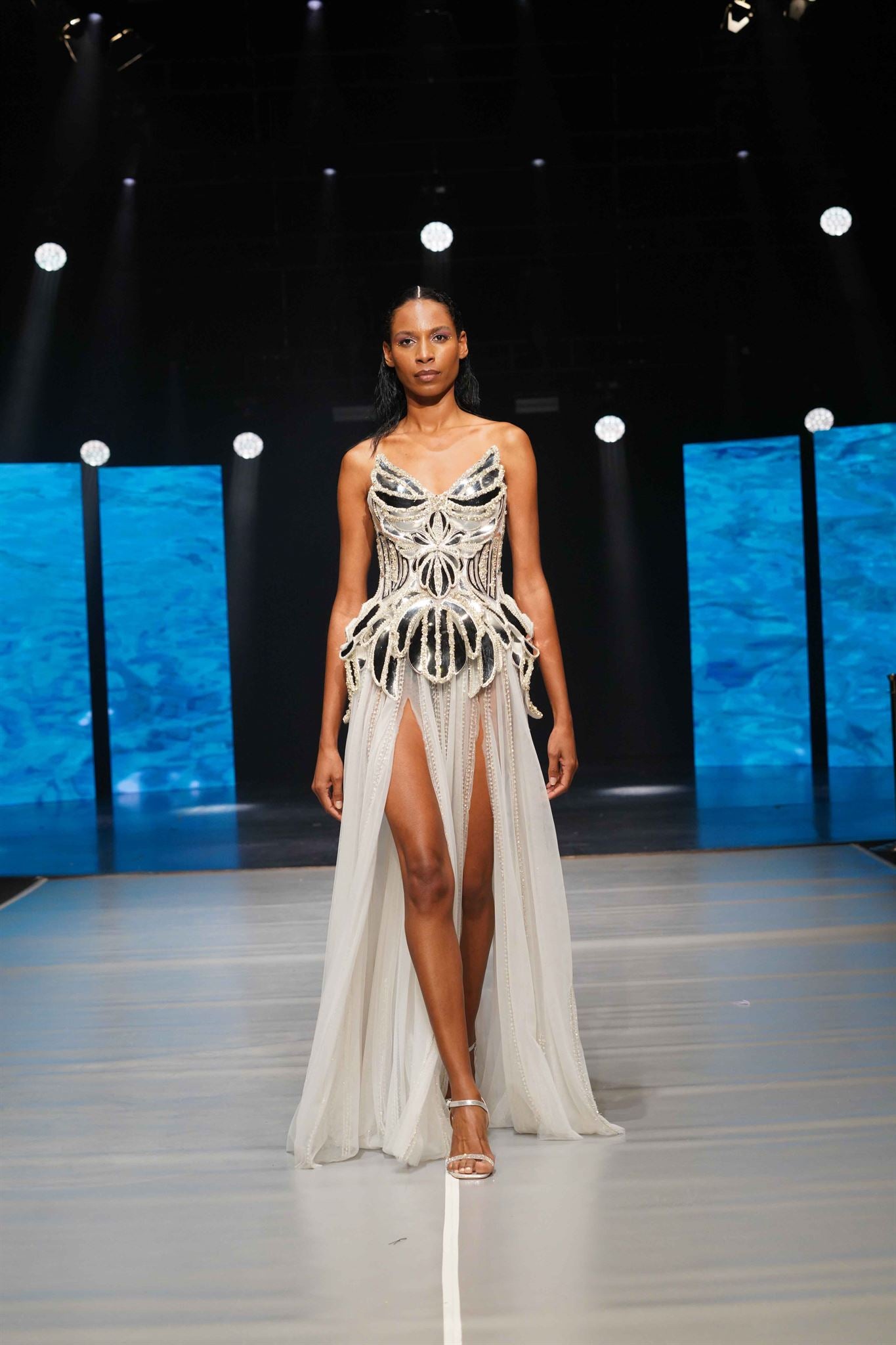 Anahita mirror-artwork sheer gown