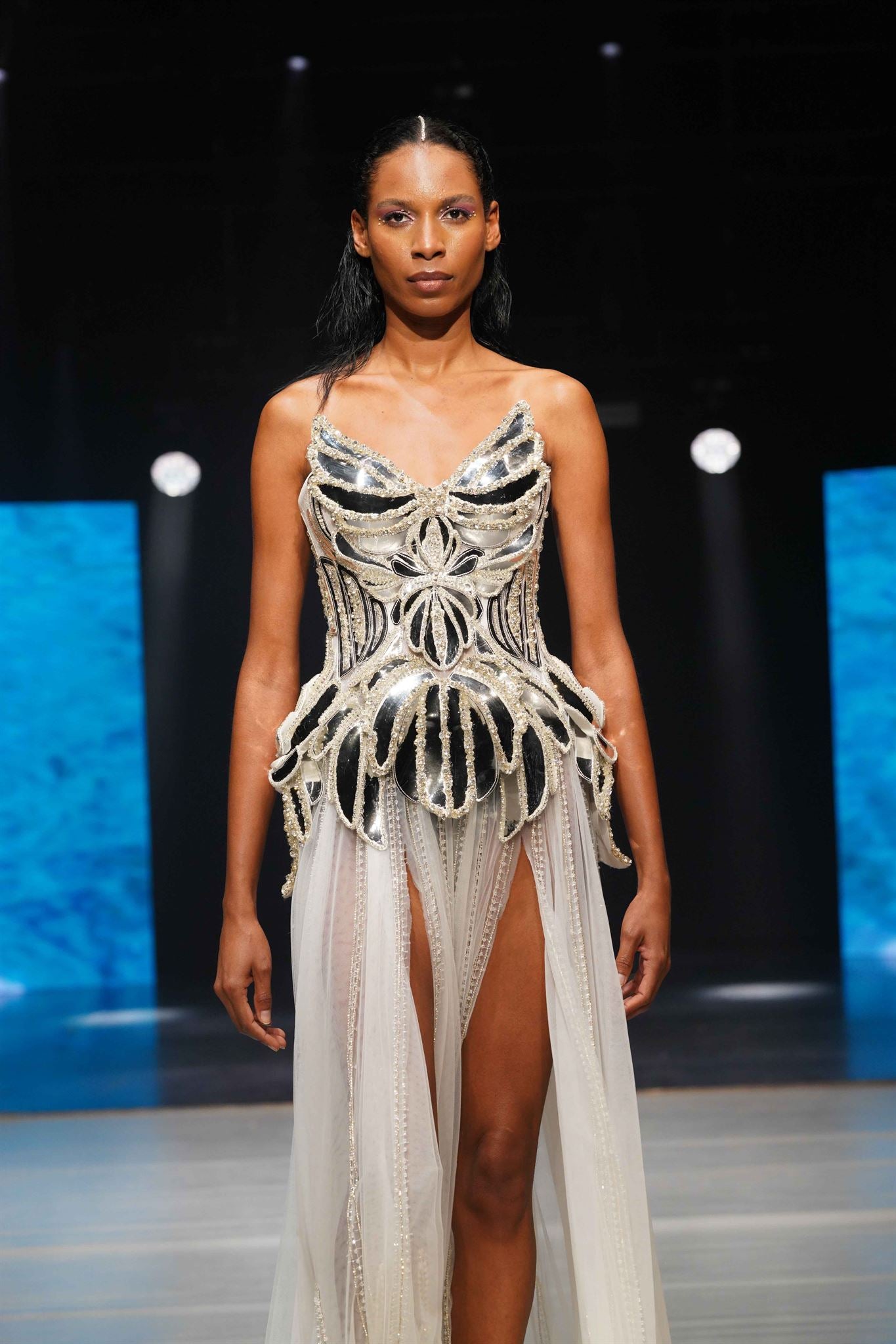 Anahita mirror-artwork sheer gown