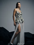 Anahita mirror-artwork sheer gown - 9