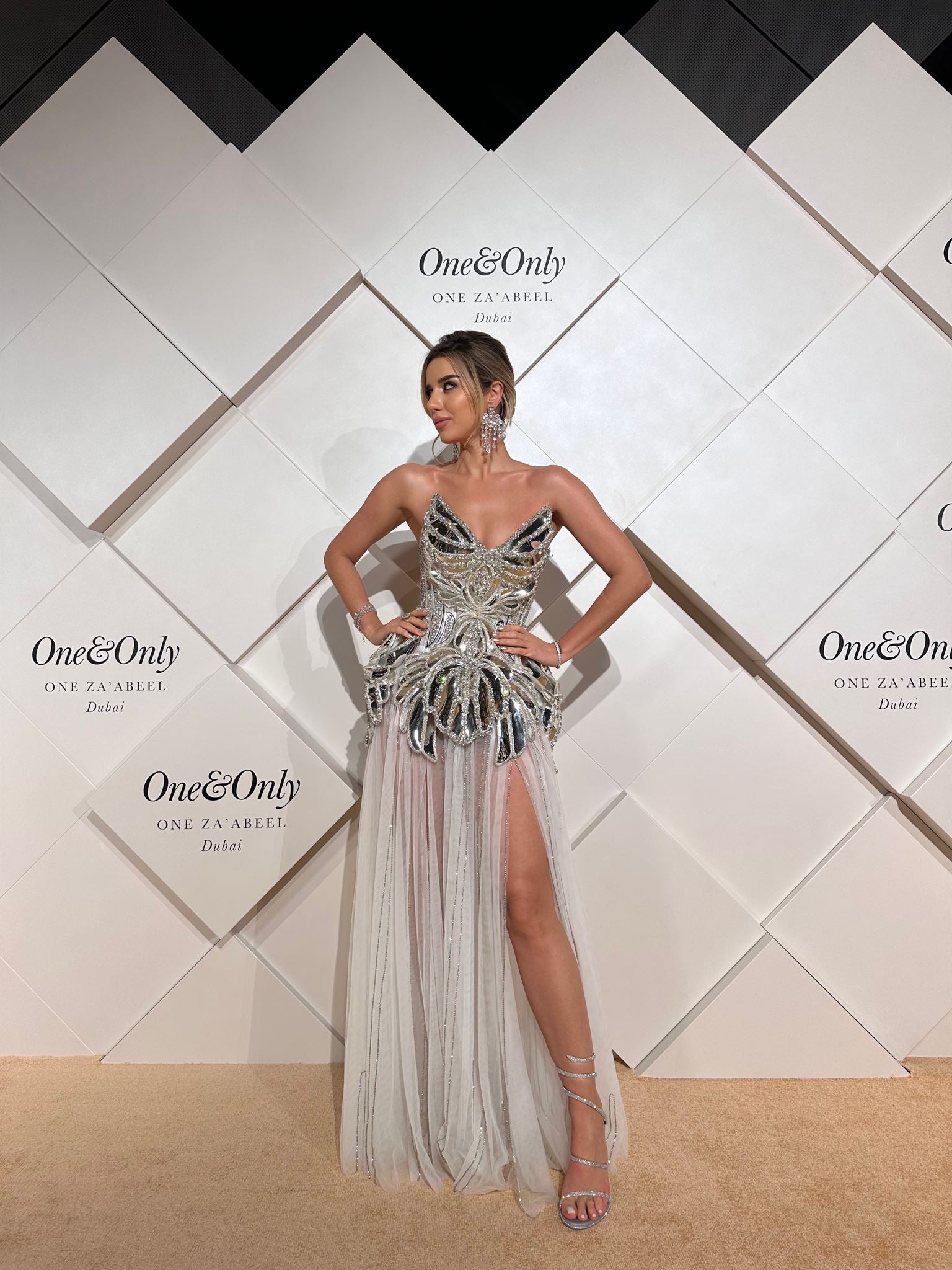 Anahita mirror-artwork sheer gown