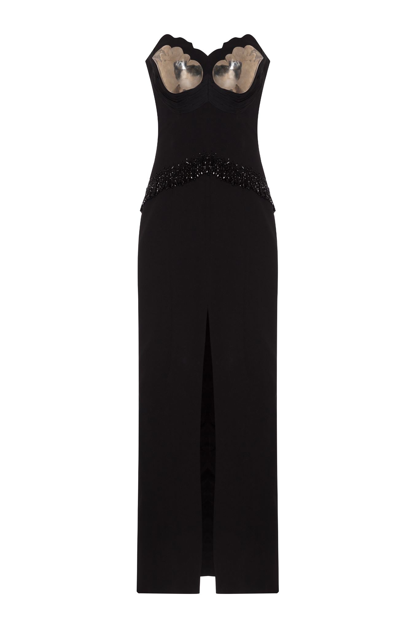 Black silver wing-artwork gown
