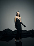 Black silver wing-artwork gown - 1