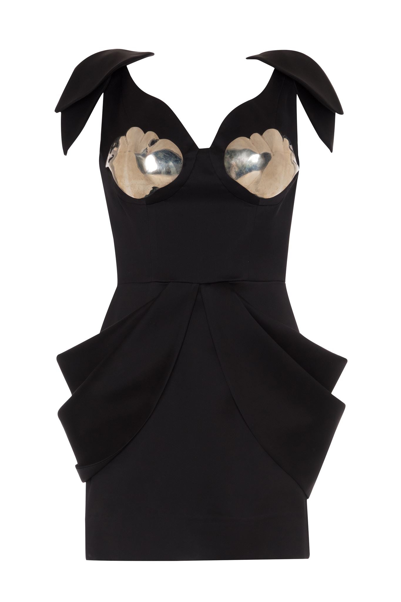 Black metallic-artwork mini dress