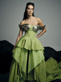Anahita green wing-detail gown - 2
