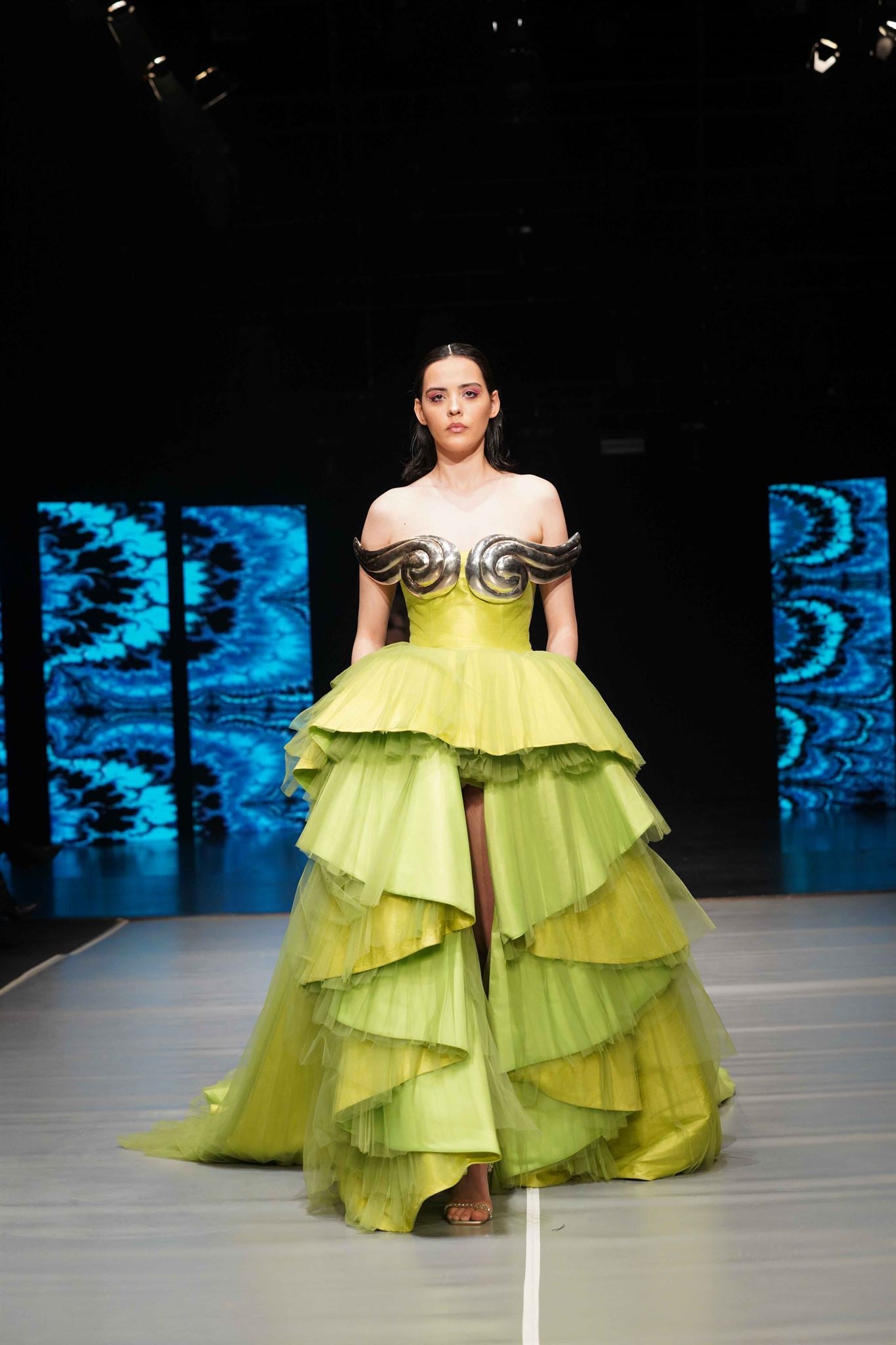 Anahita green wing-detail gown