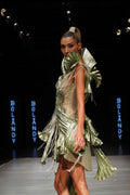 Metallic pleated crystal mini dress - 9