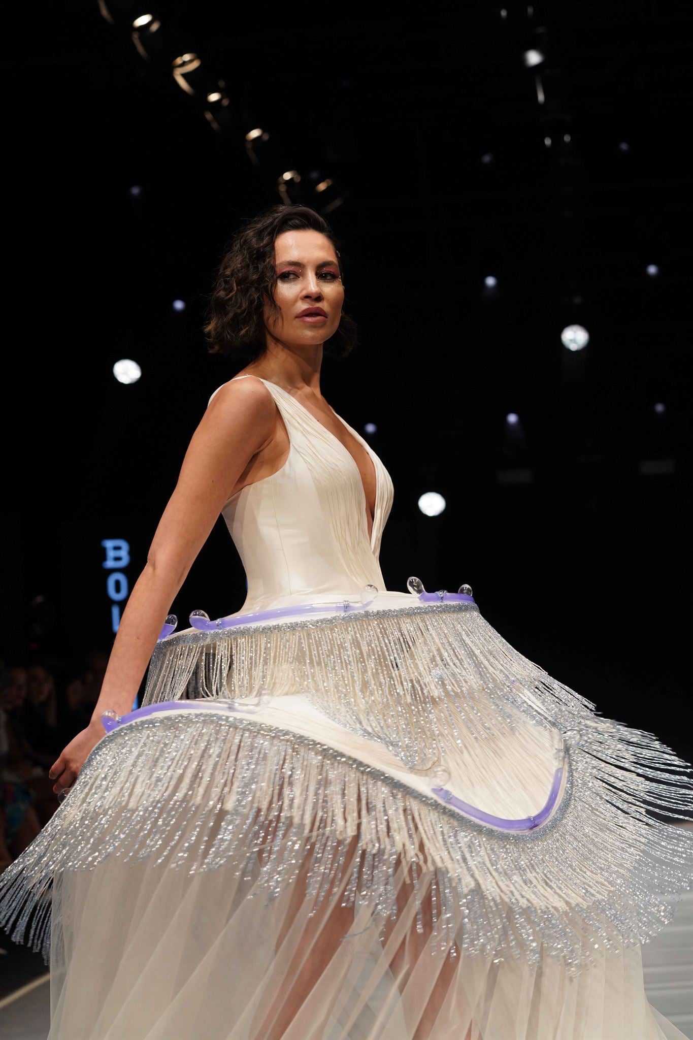 Anahita white water-glass tulle gown