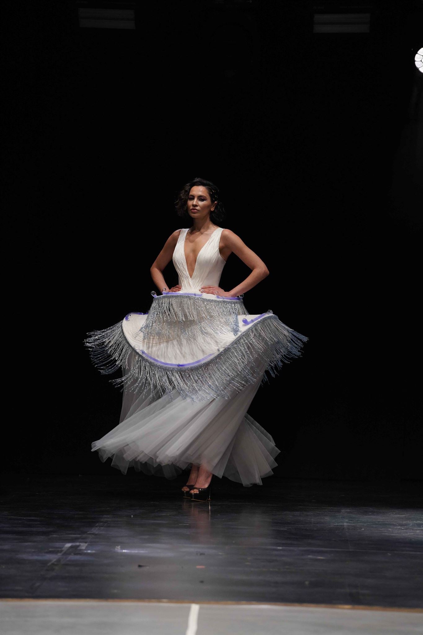 Anahita white water-glass tulle gown