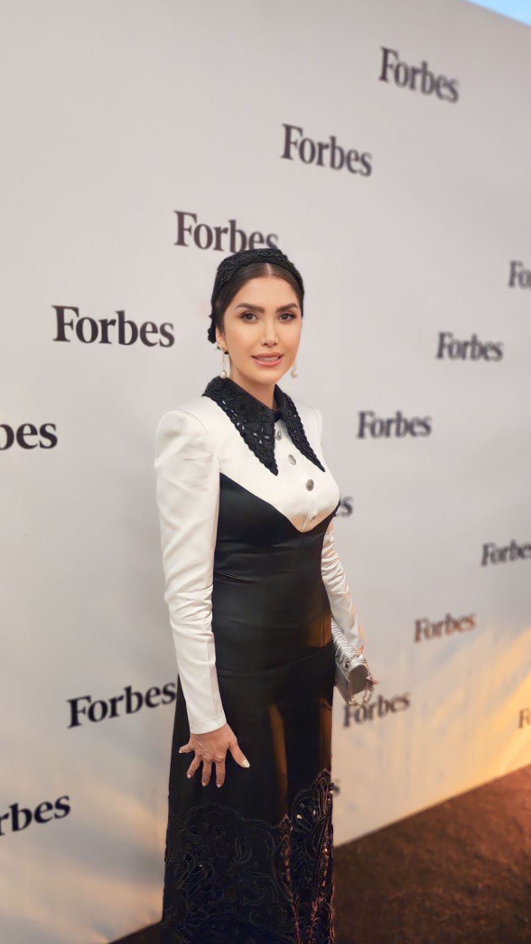 Monochrome embroidered gown