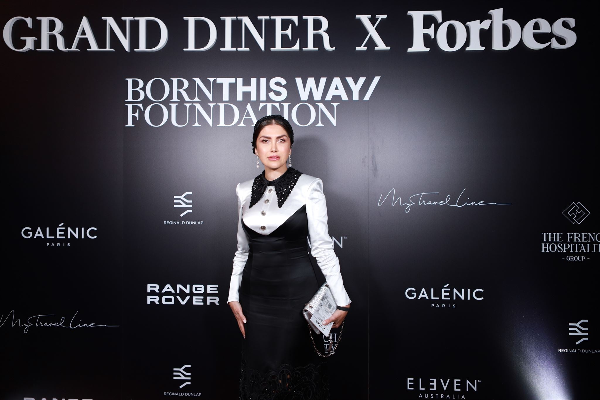 Monochrome embroidered gown