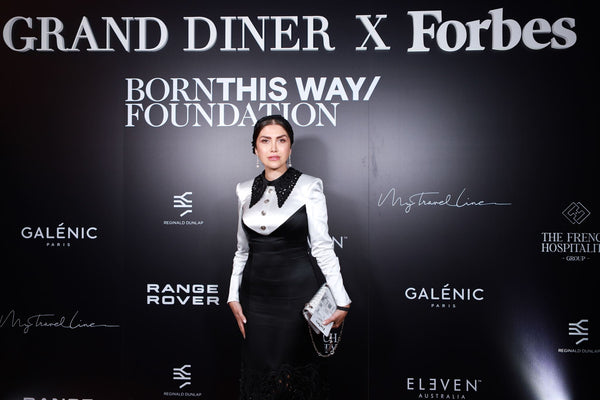 Monochrome embroidered gown
