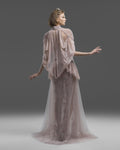 Blush nude cape-sleeve gown - 4