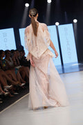 Blush nude cape-sleeve gown - 3