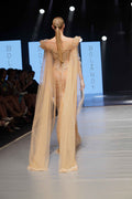 Nude beaded cape-panel gown - 3