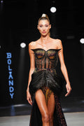 Black sequin chain corset gown - 2