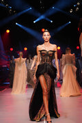 Black sequin chain corset gown - 4