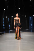 Black sequin chain corset gown - 1