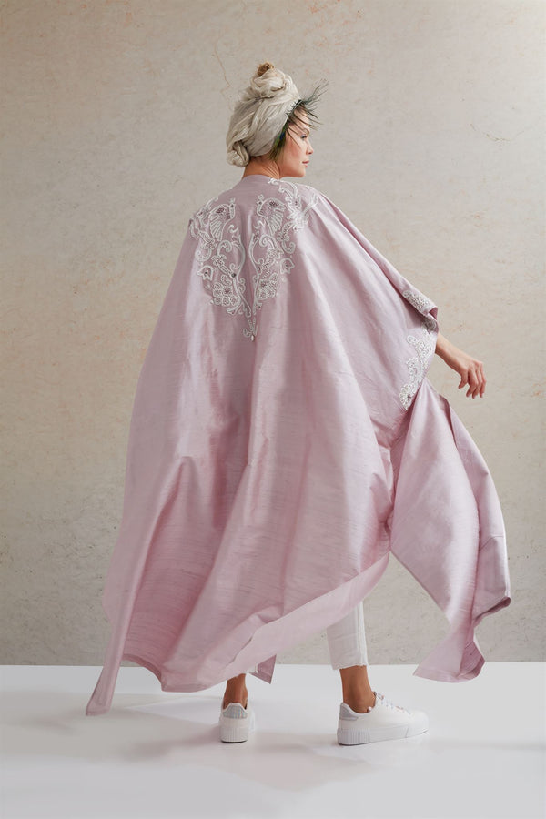 Blush-Pink Embroidered Abaya