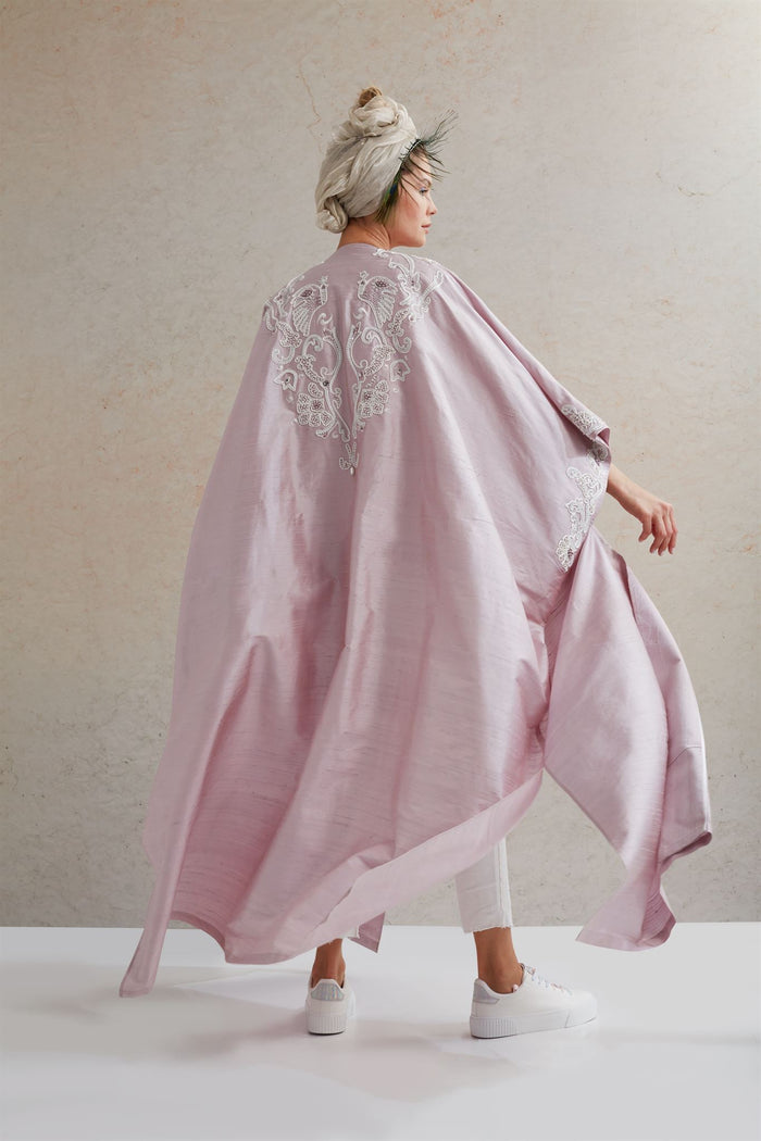 Blush-Pink Embroidered Abaya