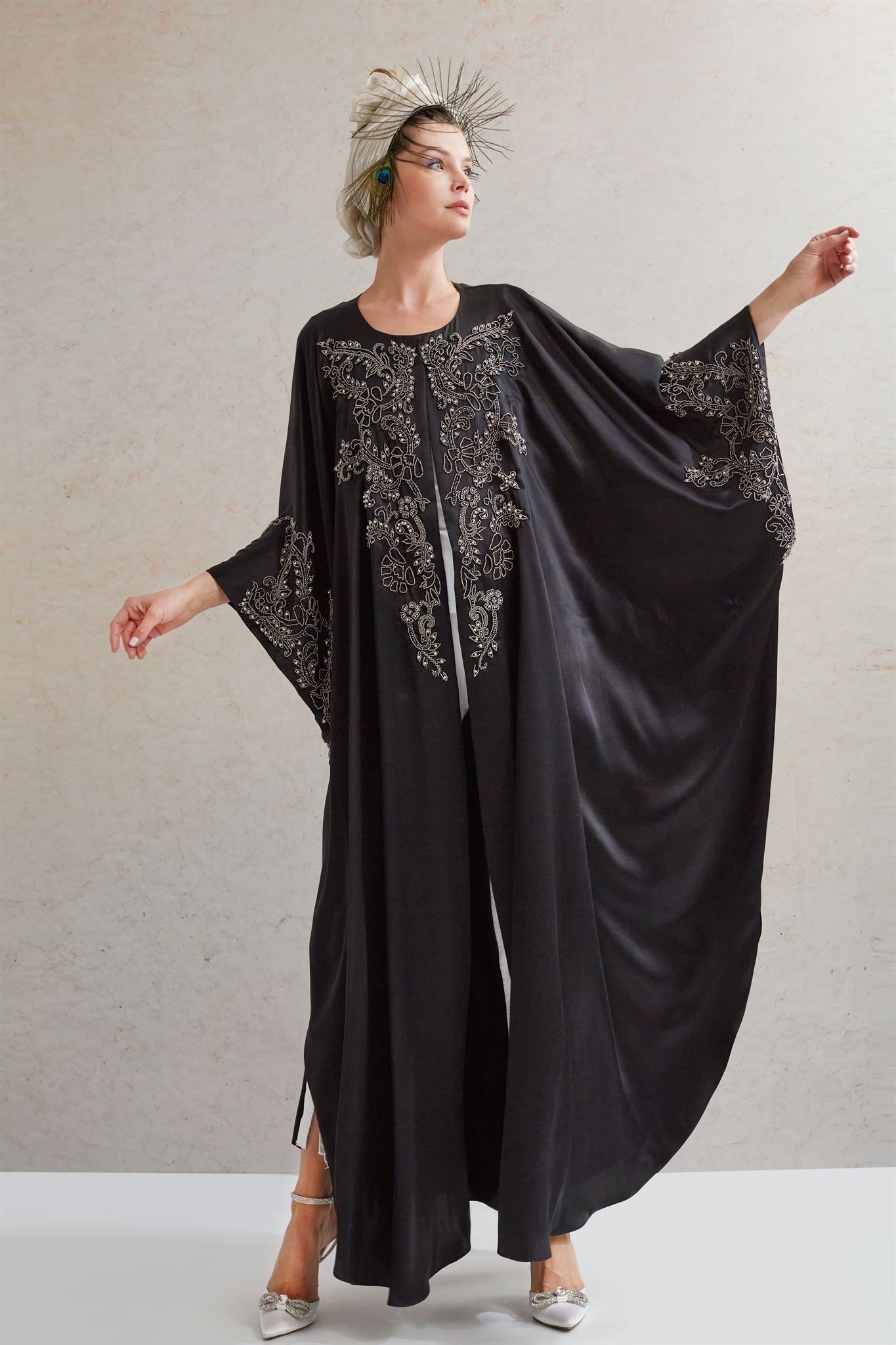 Black Metallic-Embroidered Abaya