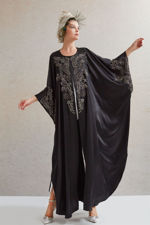 Black Metallic-Embroidered Abaya