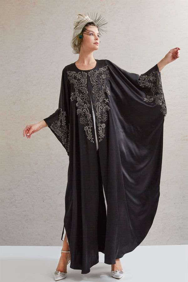 Black Metallic-Embroidered Abaya