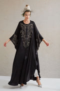 Black Metallic-Embroidered Abaya - 1