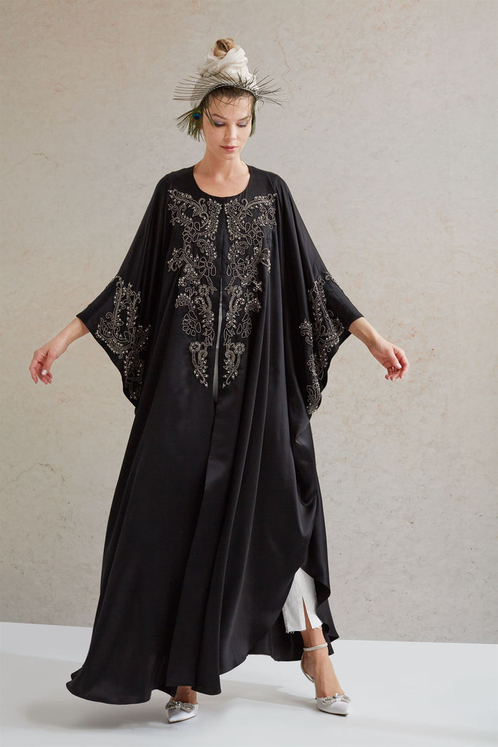 Black Metallic-Embroidered Abaya