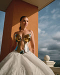 Metallic corset and architectural skirt ensemble - 4