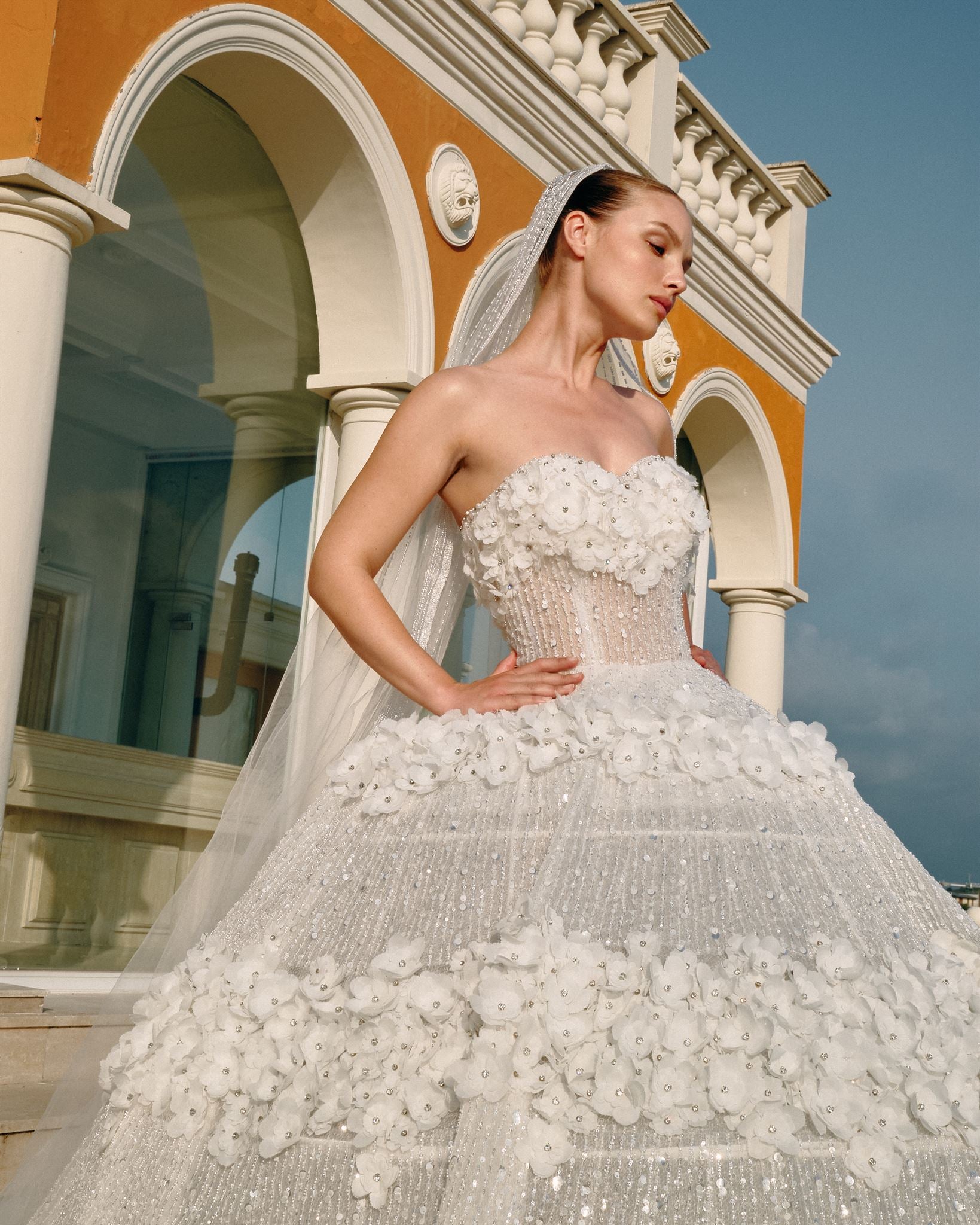 Strapless tulle ballgown