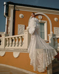 Organza and lace-tulle rosette sleeve gown - 4