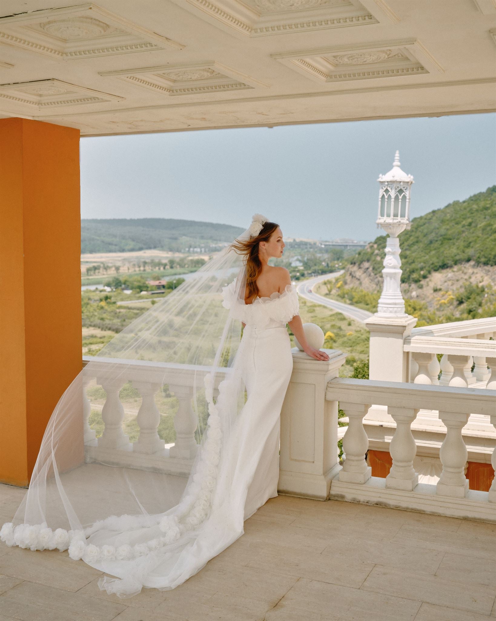 Satin and tulle floral gown