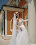 Strapless floral appliqué A-line gown - 4