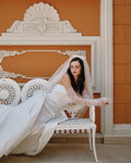 Satin and sheer tulle fitted gown - 4