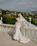Mermaid gown with sheer tulle train - 2