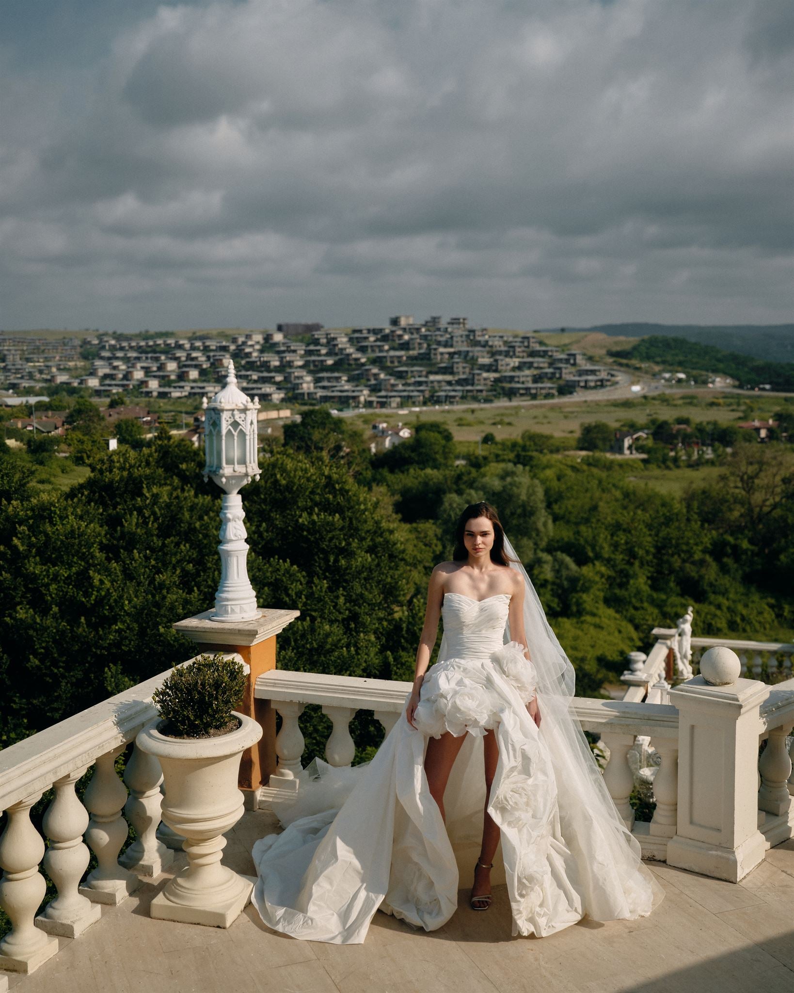 Mermaid gown with sheer tulle train