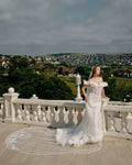 Mermaid gown with sheer tulle train - 1