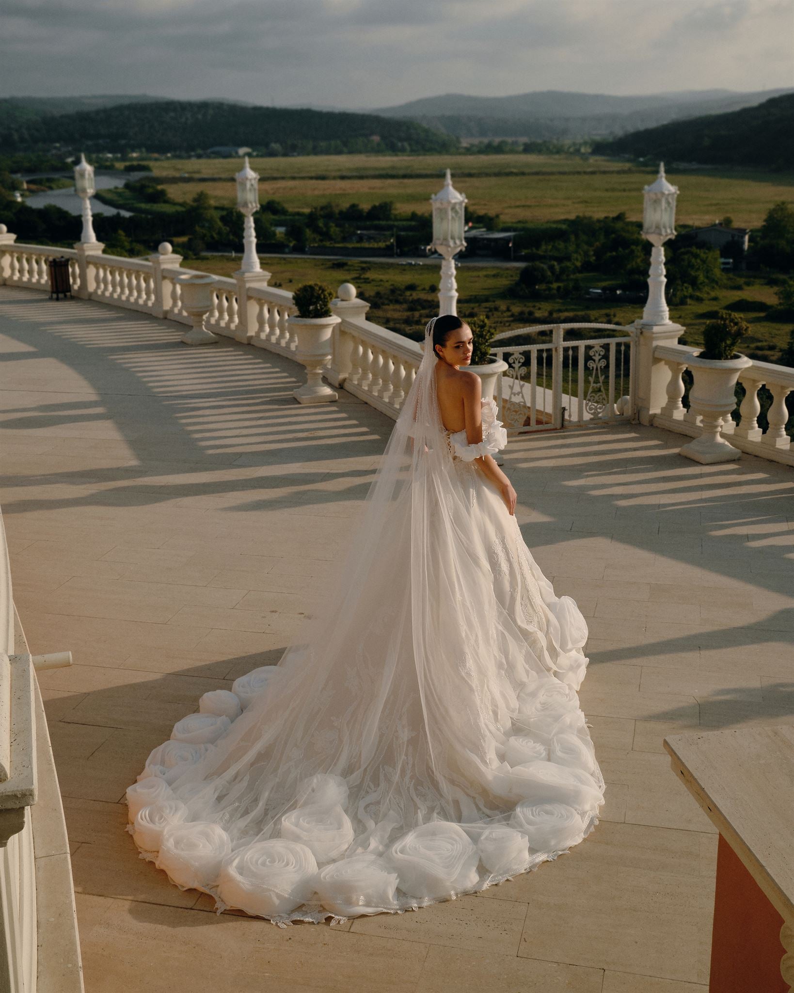 Organza tulle rose ballgown