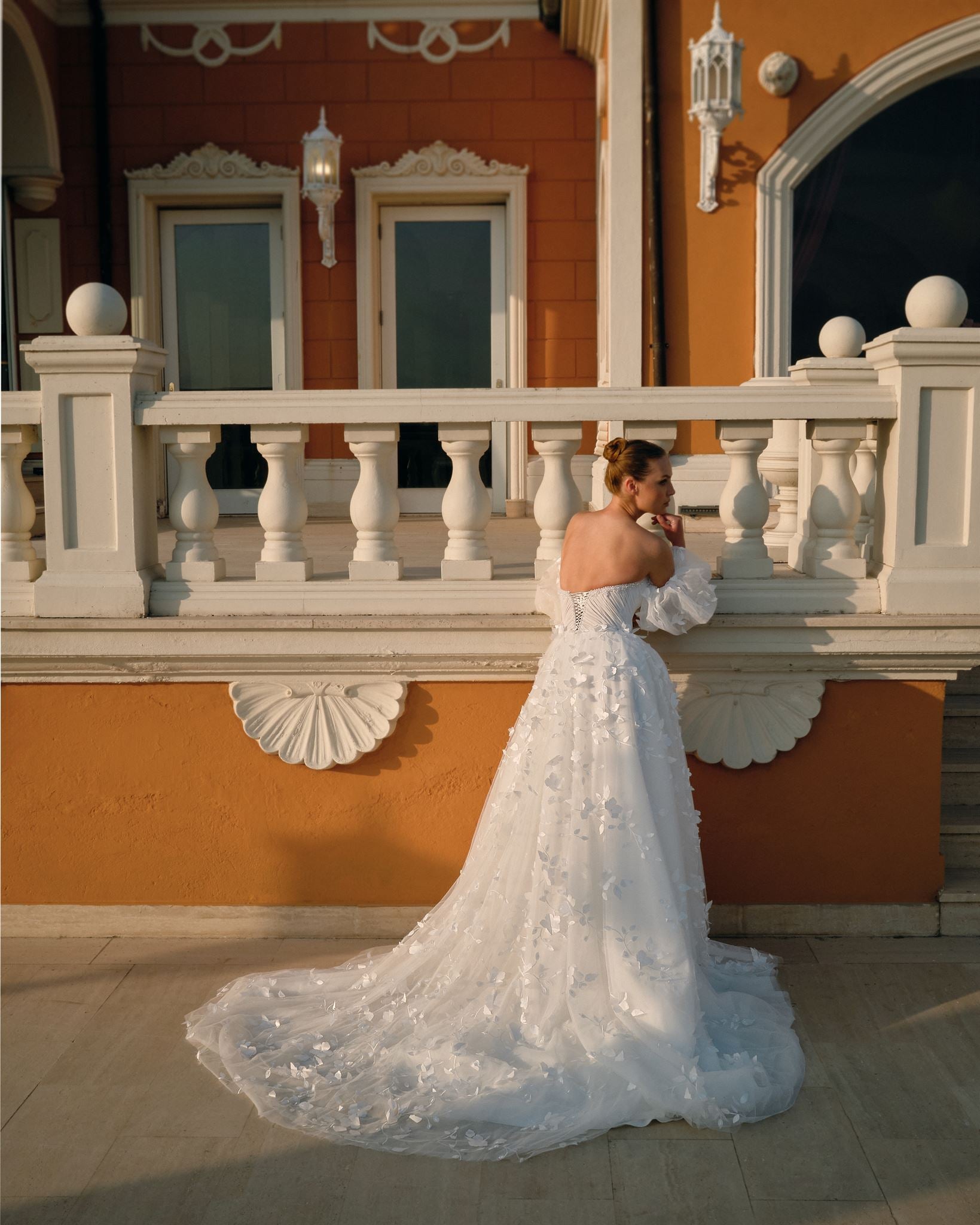 Sweetheart corset high-slit gown