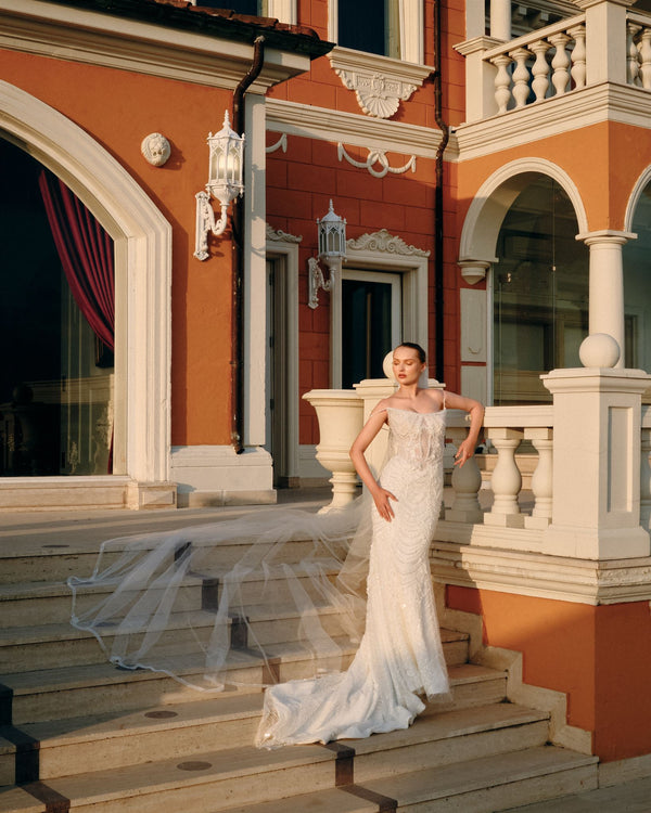 Beaded tulle mermaid gown
