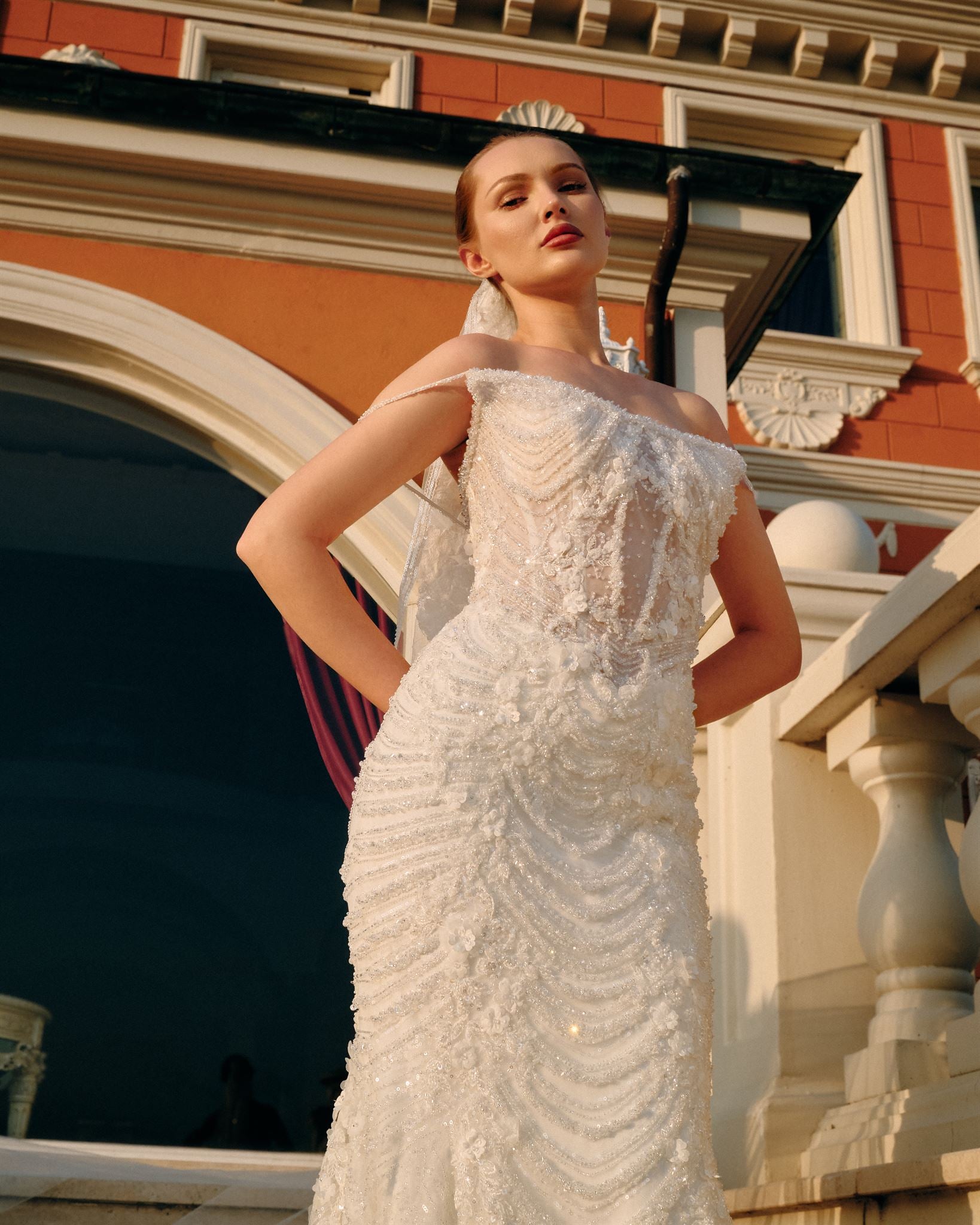 Beaded tulle mermaid gown