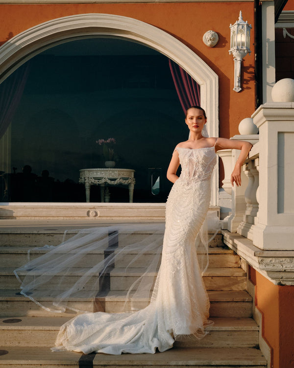 Beaded tulle mermaid gown